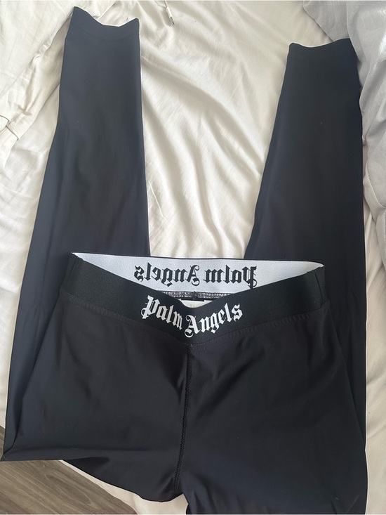 Palm Angels Pants - Palm Angels Black Logo Waistband Leggings Authentic